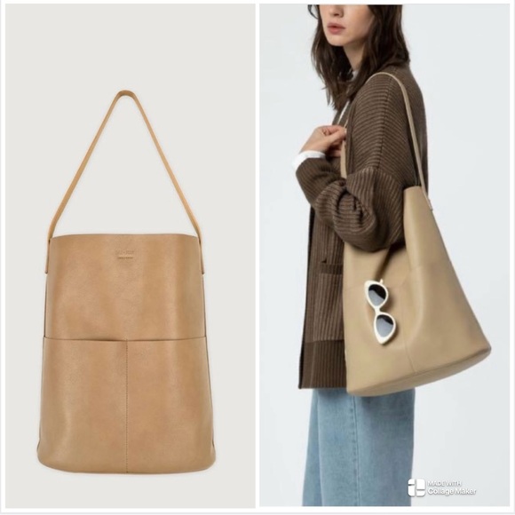 NWT Oak+Fort Vegan Leather Tote Bag Taupe - Picture 1 of 10